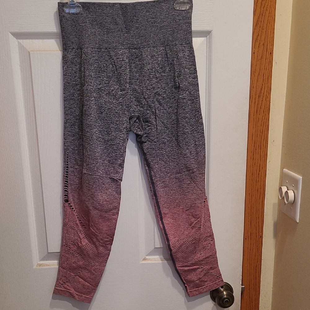 Gray and Pink Capri Leggings